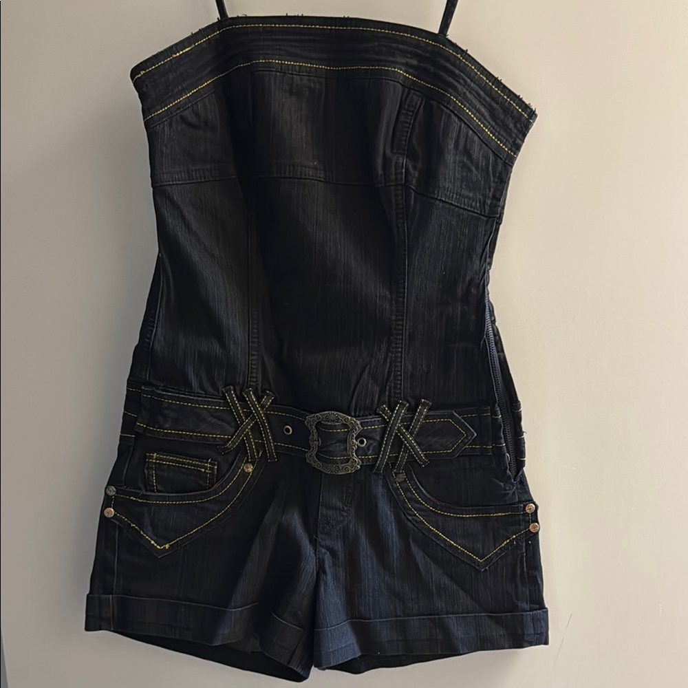 XOXO Black Denim Overall with Belt